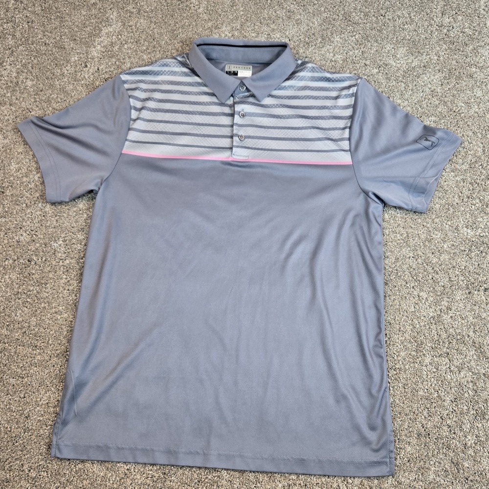 PGA TOUR Polo Shirt Mens Large Multicolor Striped Pro Series Preppy Golf Casual - Picture 2 of 8